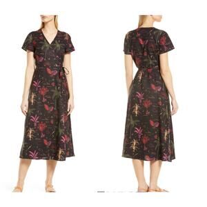 Marine Layer Emlyn Beach Print Midi Wrap Dress NWT